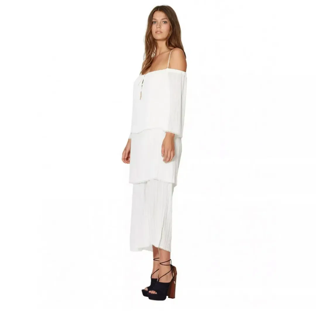 Bec & Bridge Windswept Tiered Maxi Dress Ivory Size 12 for rent on The Volte - main image