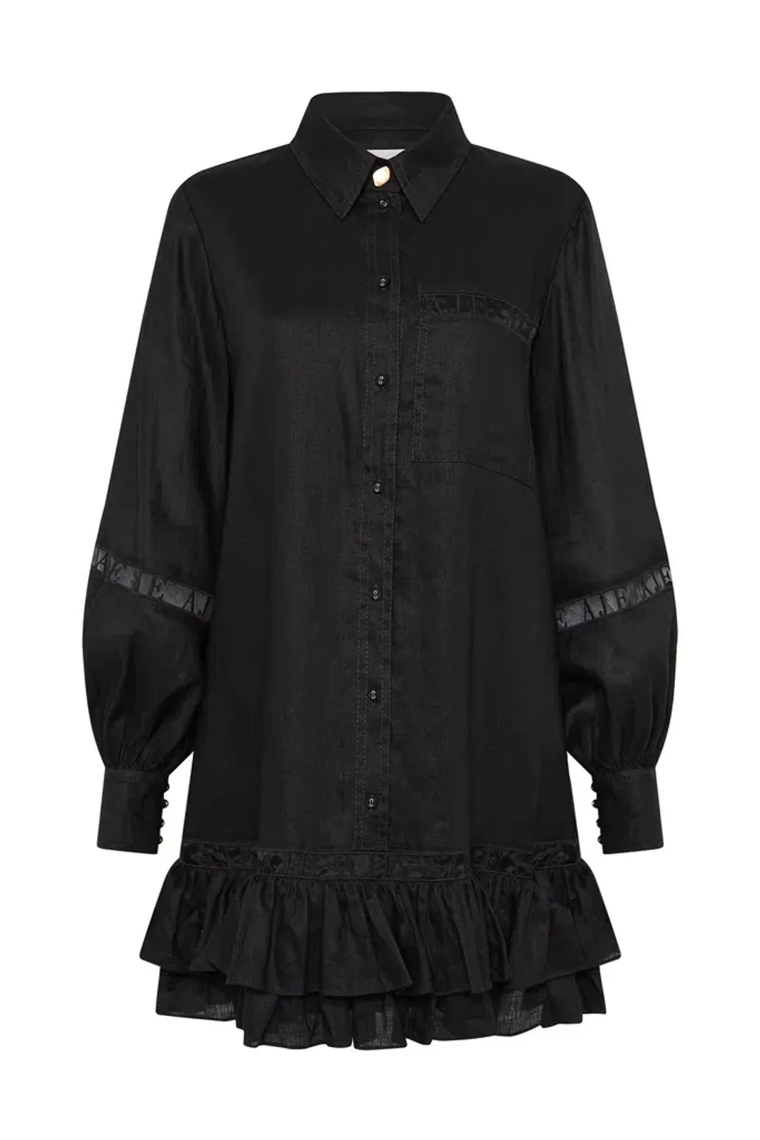 Aje Reframe Logo Trim Mini Dress Black Size 14 for rent on The Volte - main image