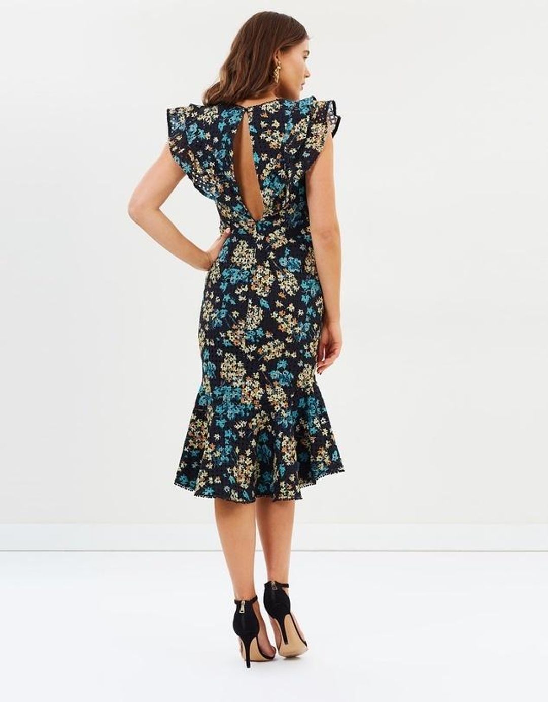 Talulah Stormy Crochet Flounce Midi Dress Floral Size 10 for rent on The Volte - main image