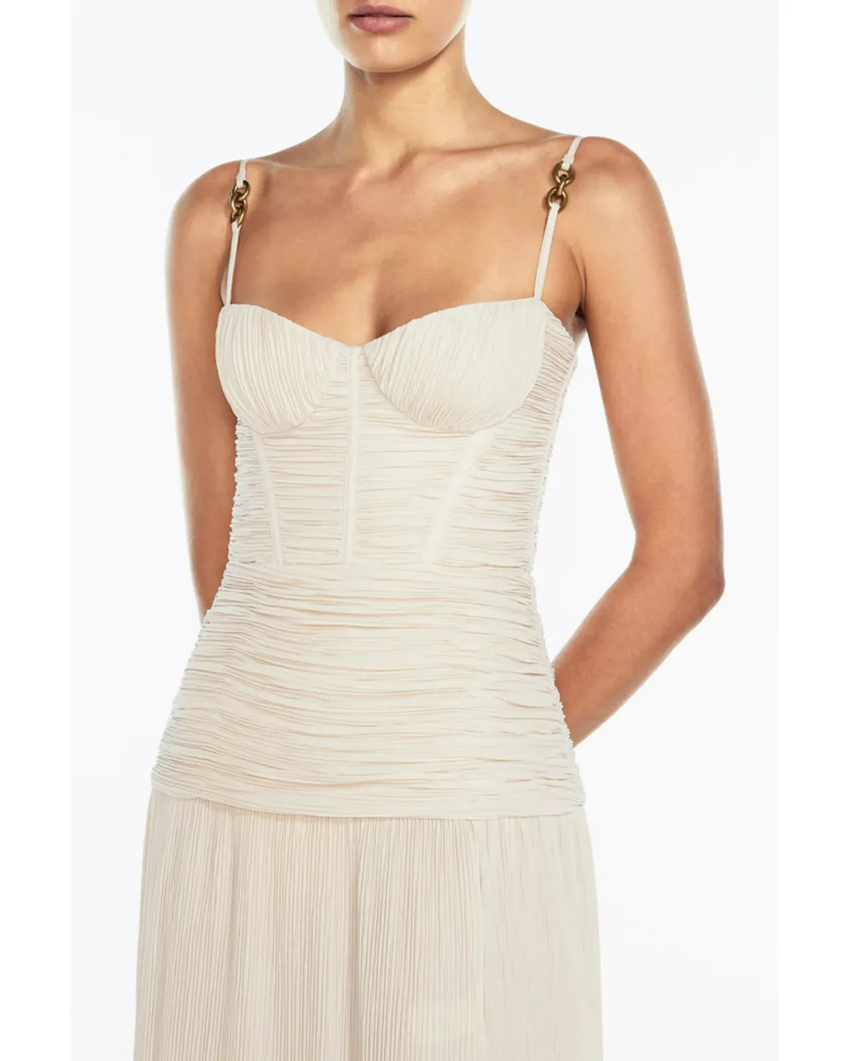 Manning Cartell Double Time Pleat Dress Nougat Size AU 10 - Image 2