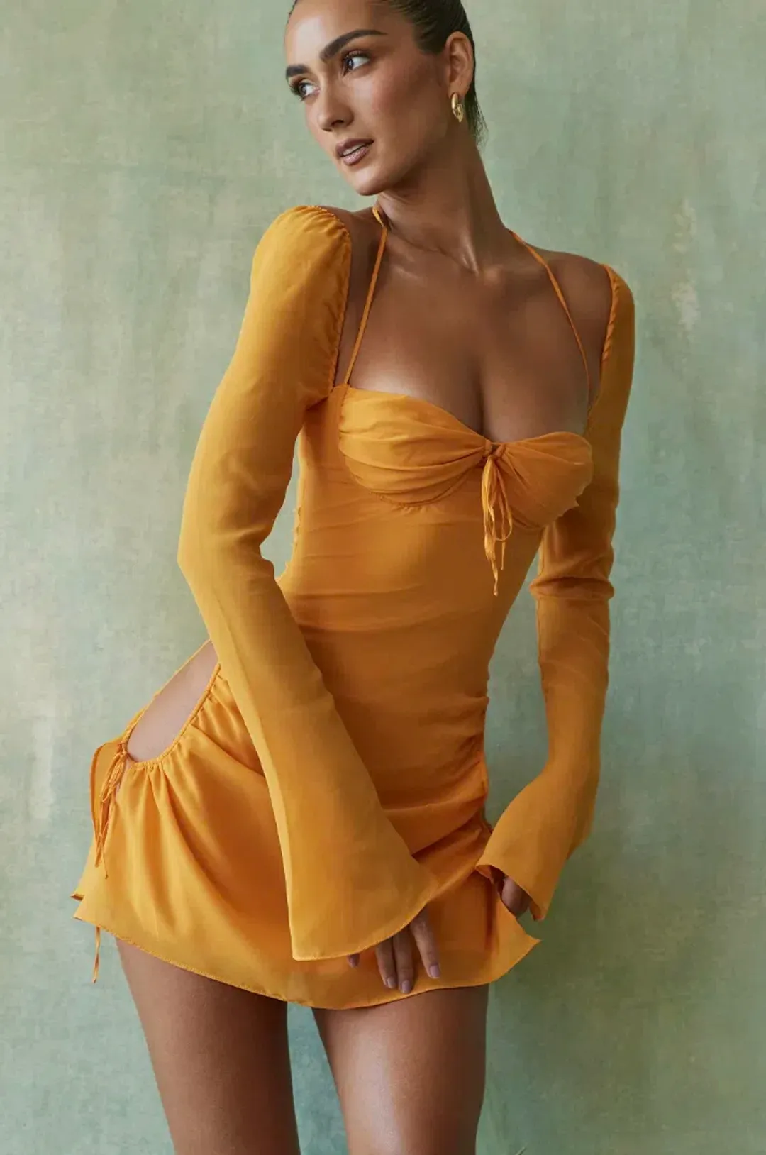 House Of CB Baby Cutout Halter Mini Dress Tangerine Size S / AU 8 for rent on The Volte - main image