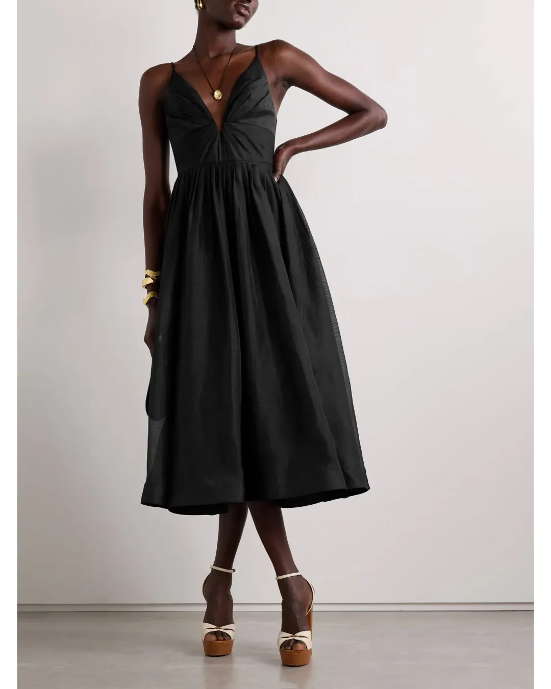 Zimmermann Illustration V Neck Midi Dress in Black Size 1 / AU 10 for rent on The Volte - main image