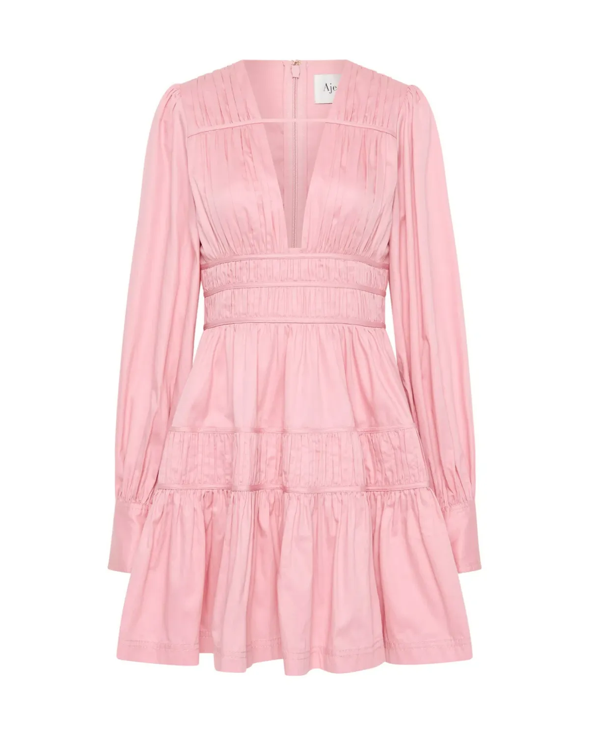 Aje Fallingwater Long Sleeve Mini Dress Chalk Pink Size AU 10 - Image 3