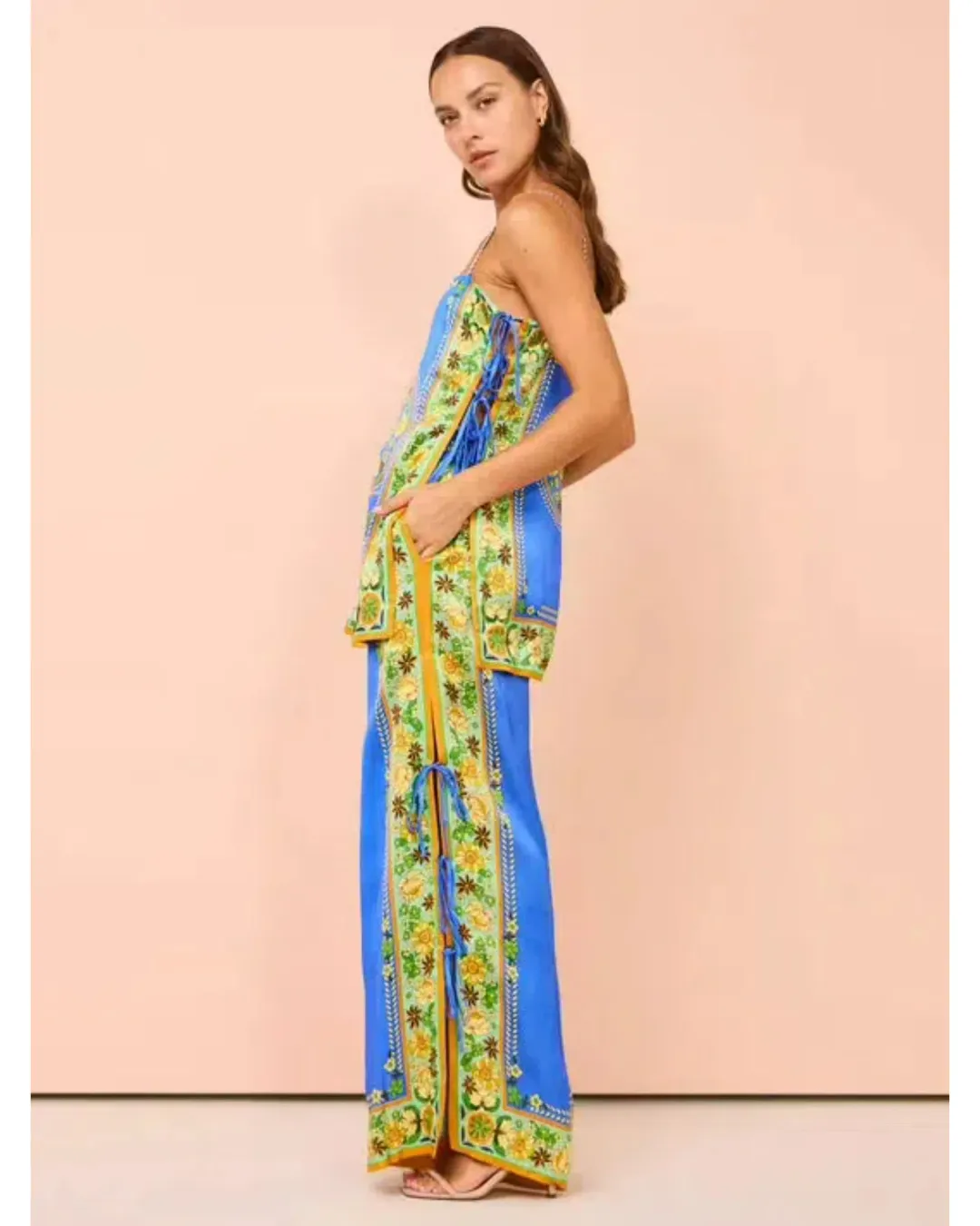 Alemais Linda Pants and Top Set Blue Print Size AU 6 for rent on The Volte - main image