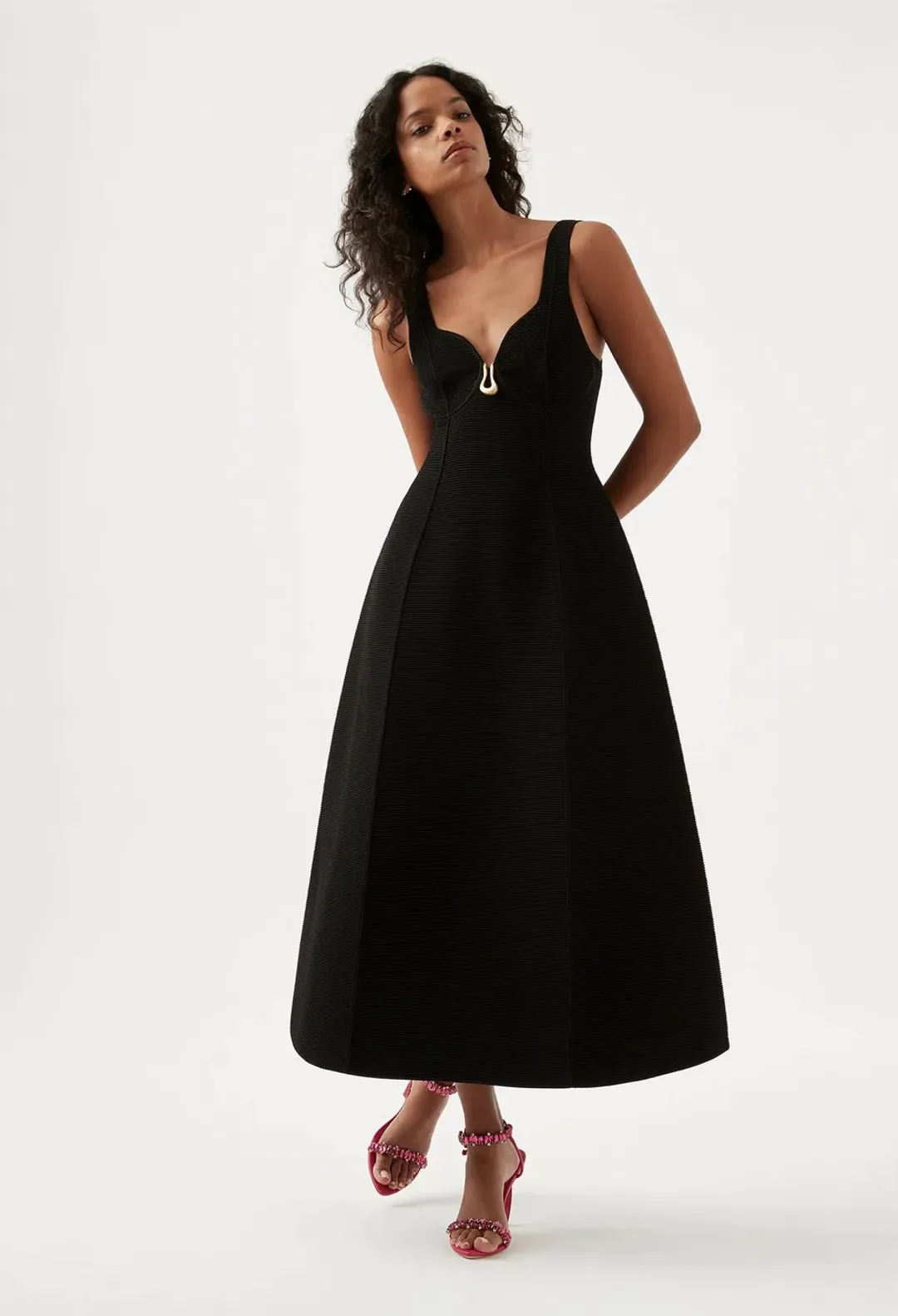 Aje Marisole Knit Midi Dress Black Size AU 10 for rent on The Volte - main image