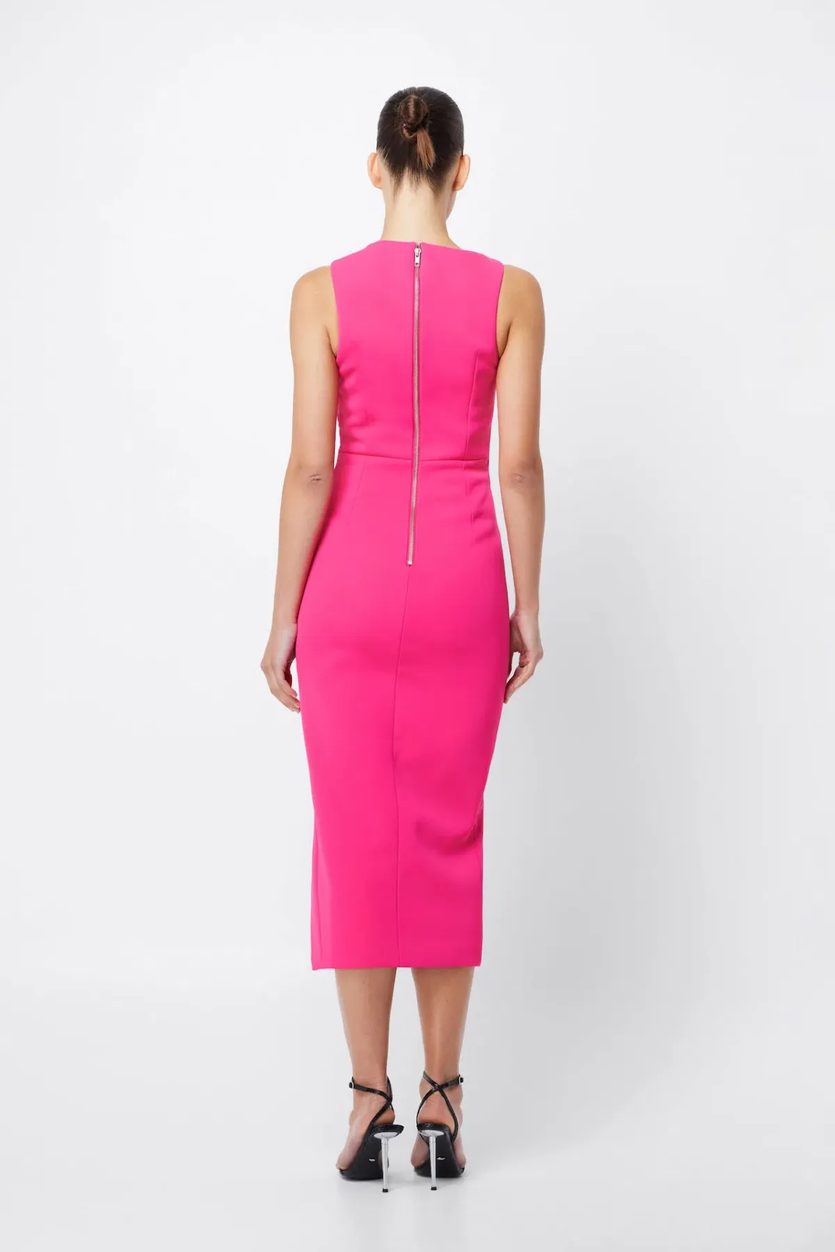 Mossman Solace Draped Midi Dress Fuchsia Size 8 - Image 4