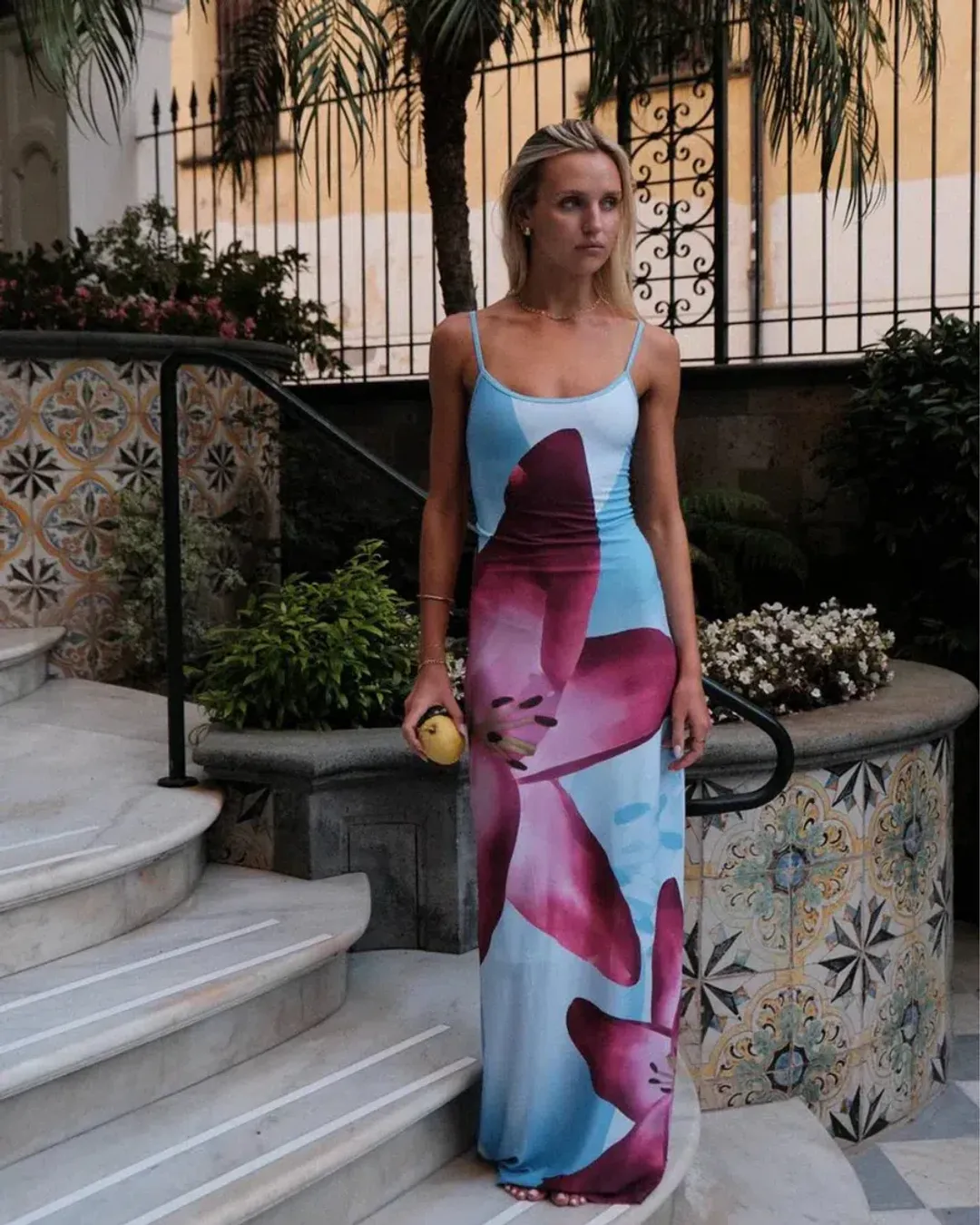 With Harper Lu Slip Dress Sky Lily Floral Size 8  for rent on The Volte - main image