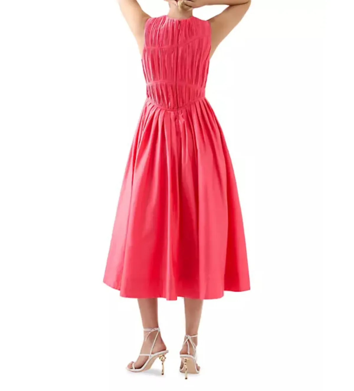 AJE Nya Gathered Midi Dress Hot Pink Size 10  - Image 3