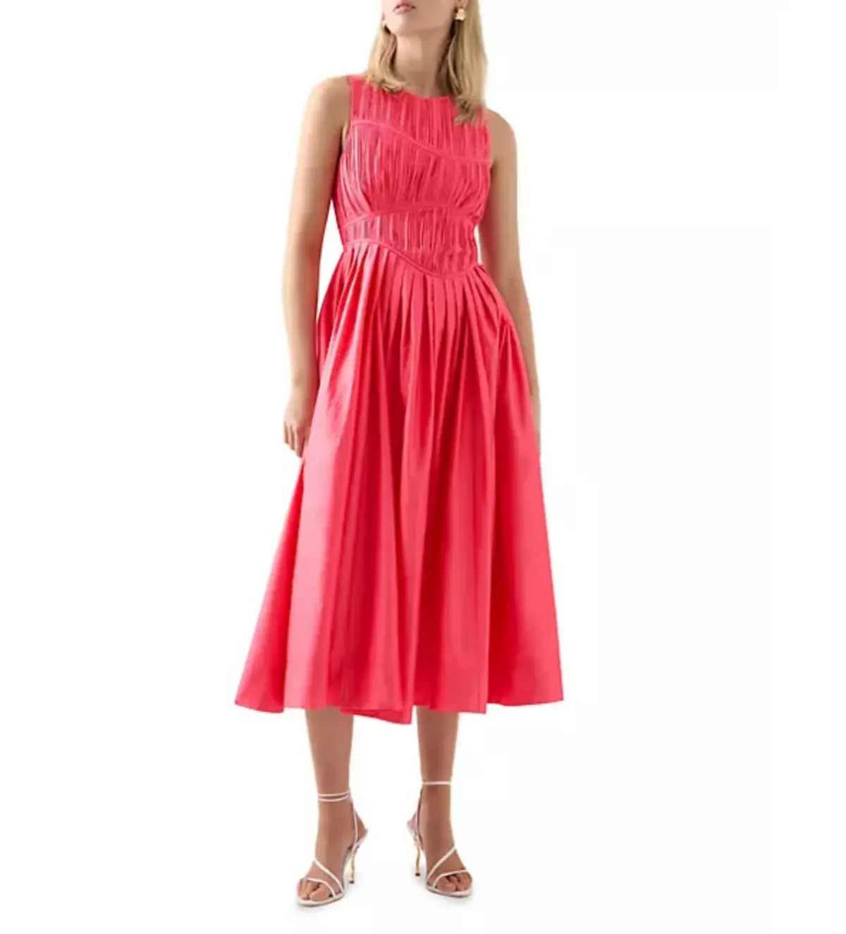 AJE Nya Gathered Midi Dress Hot Pink Size 10  - Image 1