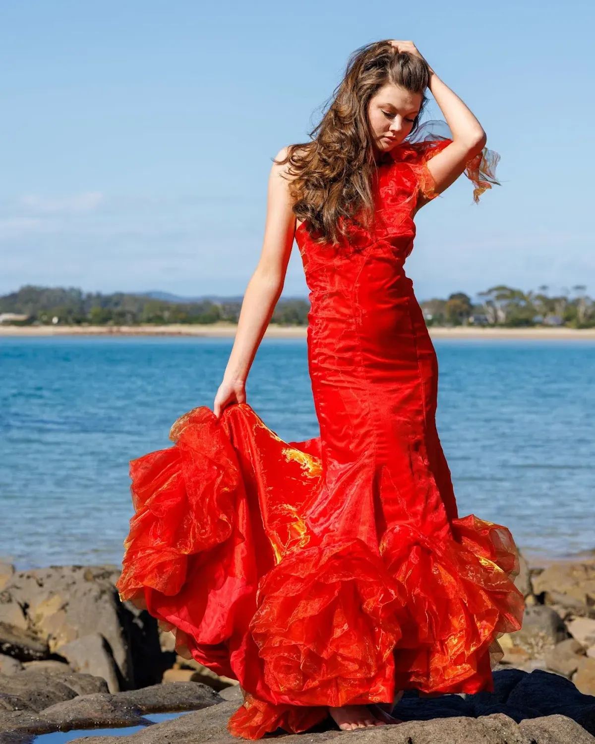 One of shoulder mermaid evening gown - Image 1