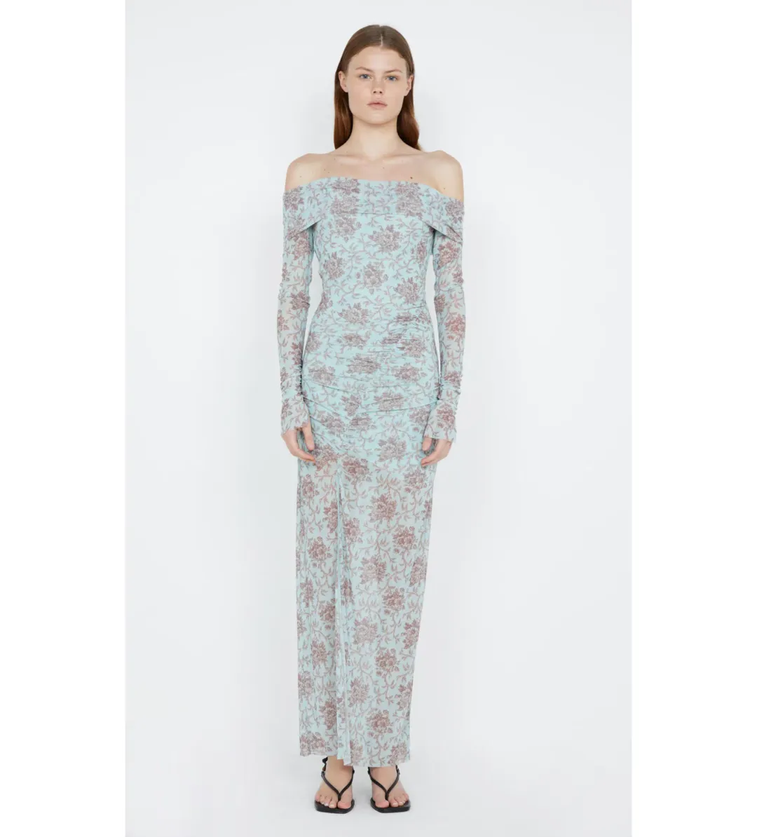  Bec & Bridge Twiggy Long Sleeve Gathered Dress Juniper Floral Size 8  for rent on The Volte - main image