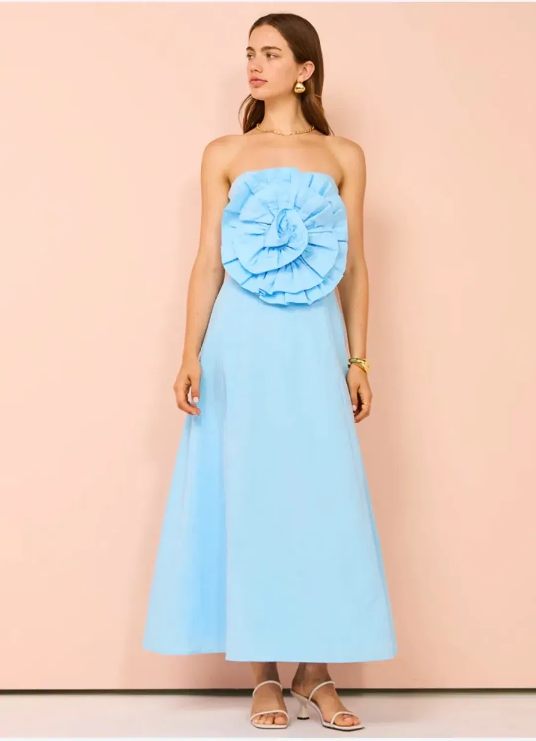 Issy Bustier Rose Midi Dress Blue Size 12  for rent on The Volte - main image