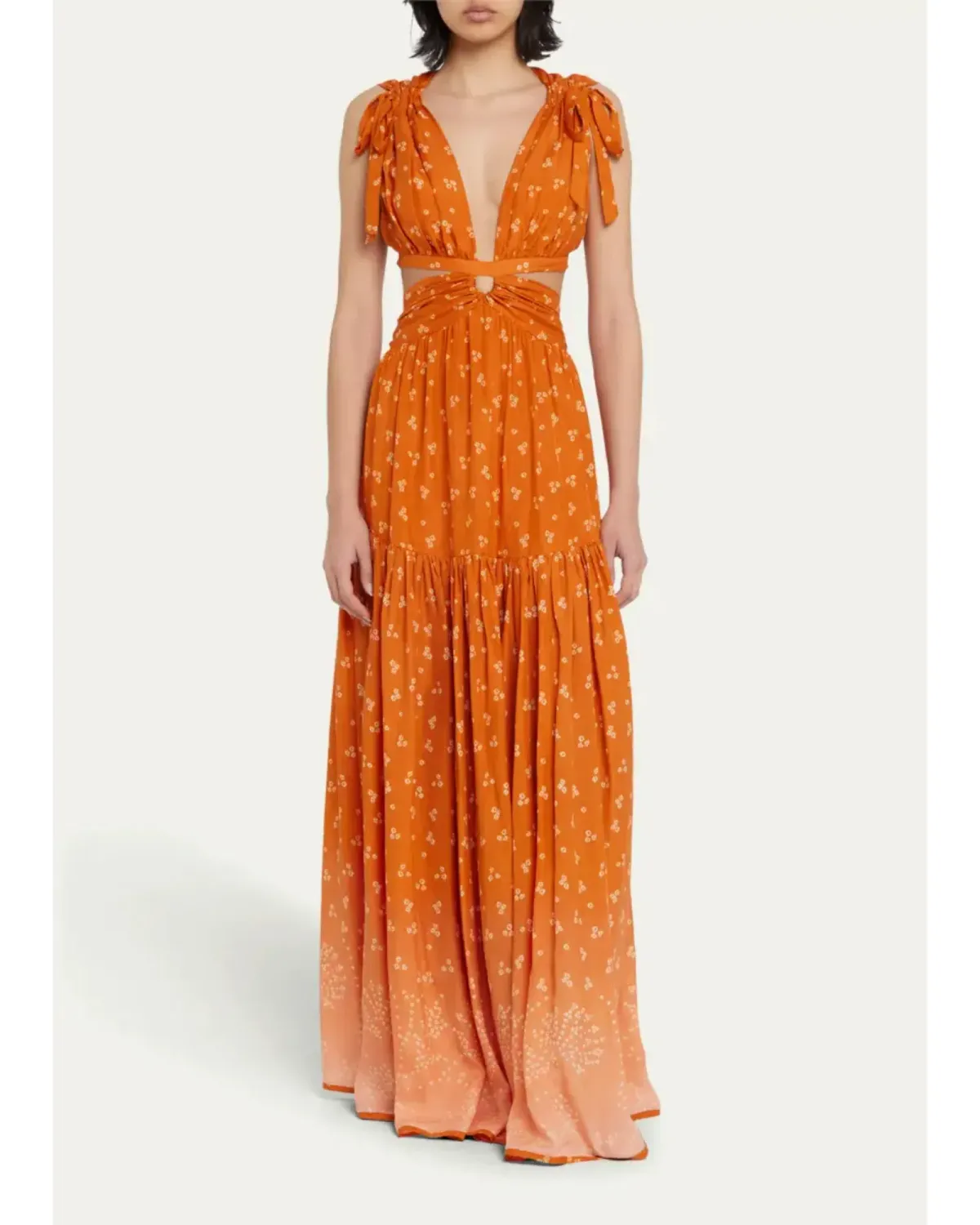 Hannah Artwear Amelie Printed Maxi Dress Orange Size AU 10 - Image 1