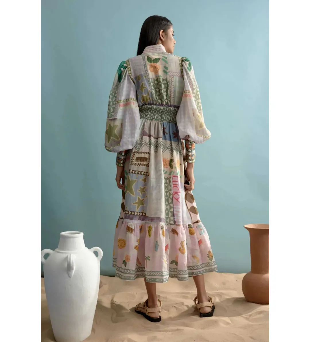 Alemais Emma Gale Shirt Dress Multi Print Size 8  for rent on The Volte - main image