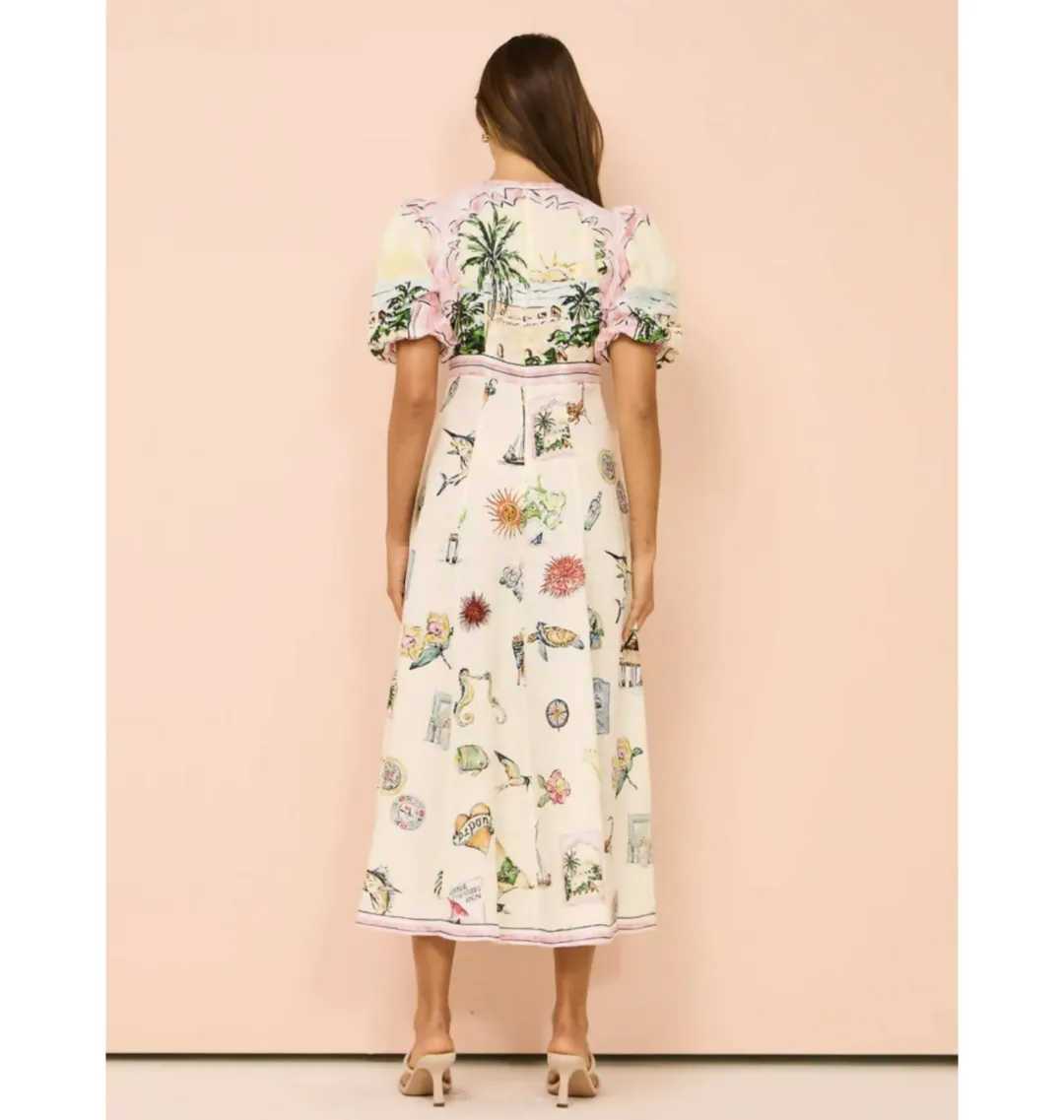 Alemais Sunset Midi Dress Print Size AU 10 for rent on The Volte - main image