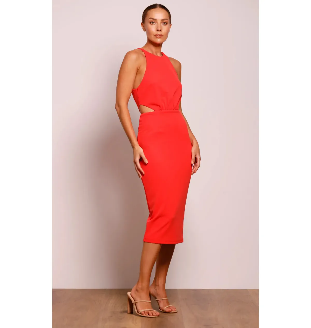 Pasduchas Kiss Up Midi Dress Coral Size AU 10 - Image 3