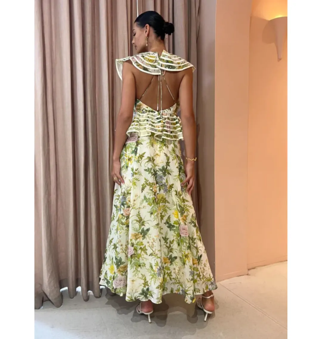 Alemais Eden Flounce Midi Dress Multi Size AU 16 for rent on The Volte - main image