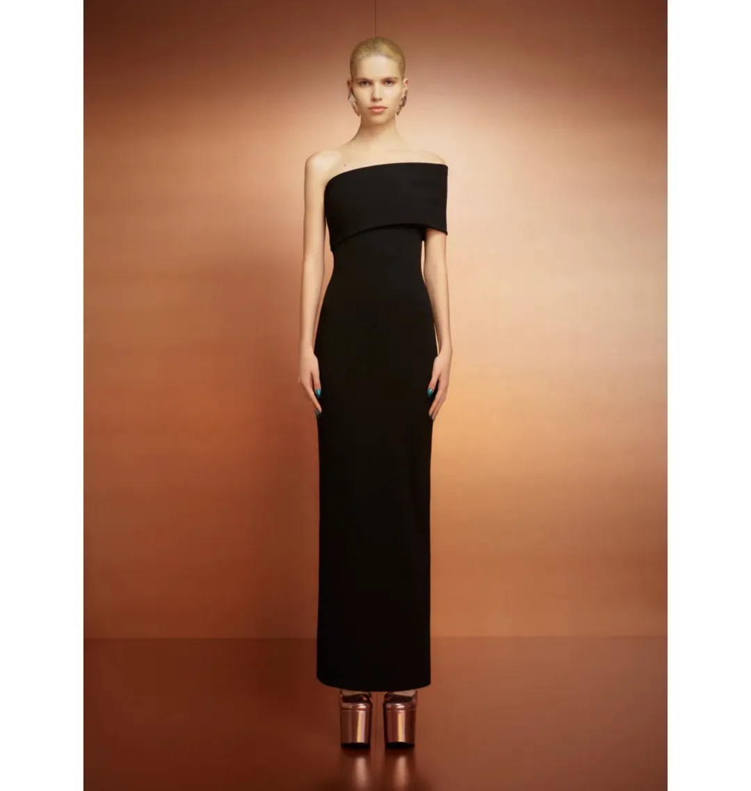 Solace London Lana One Shoulder Maxi Dress Black Size AU 14 for rent on The Volte - main image