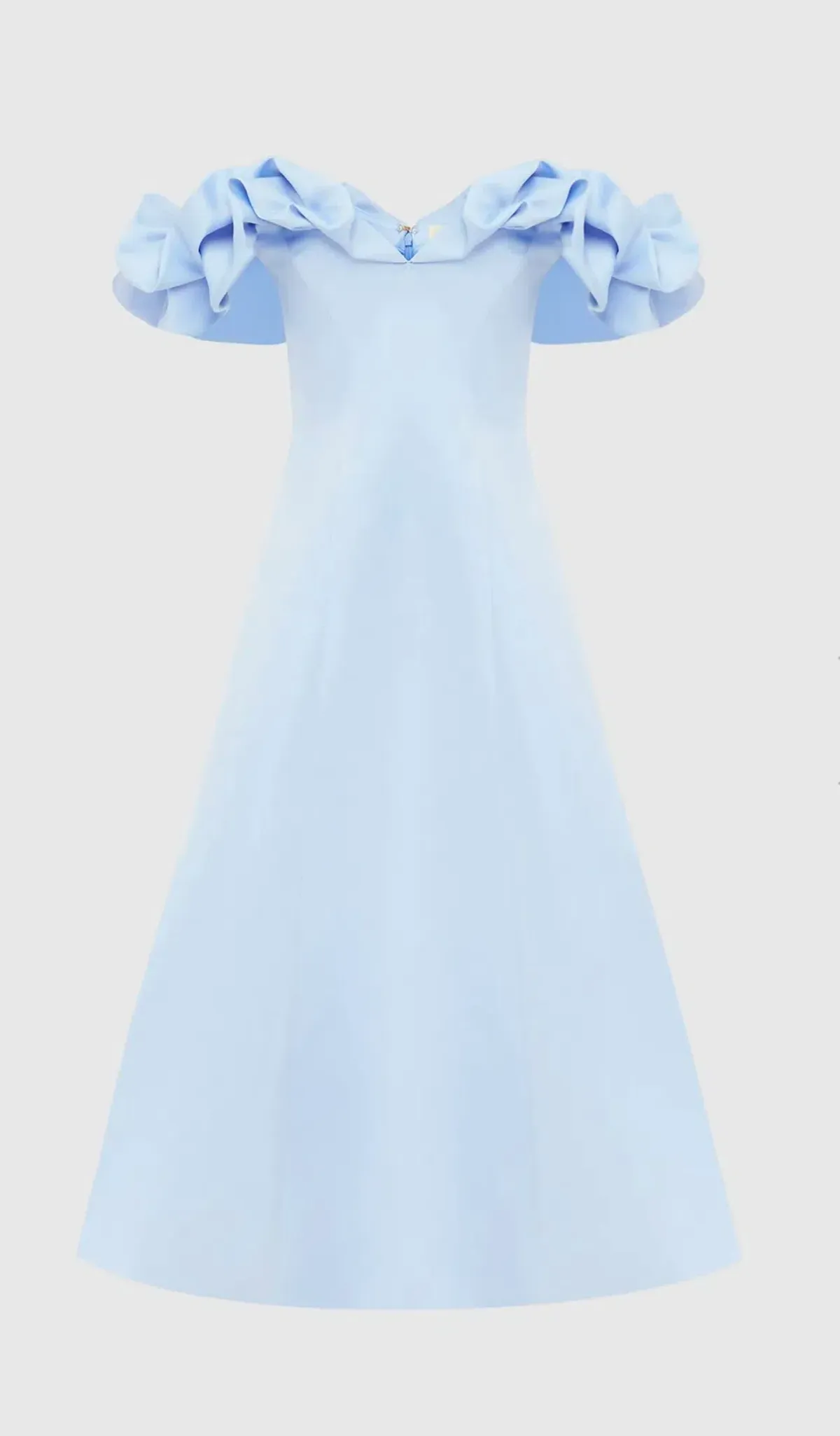 Leo Lin Annie Off Shoulder Frill Midi Dress Sky Blue Size AU 8 - Image 2