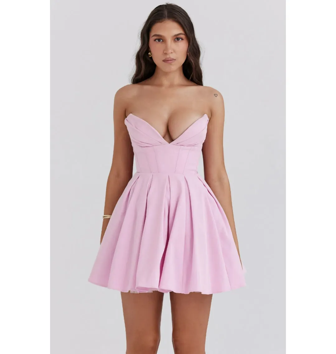 House of CB Mar Twill Strapless Mini Dress Cotton Candy Size AU 6 for rent on The Volte - main image
