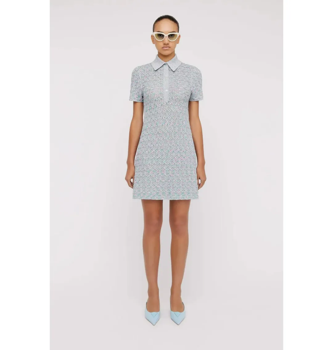 Scanlan Theodore Sparkle Knit Shirt Dress Grey Size AU 8 for rent on The Volte - main image