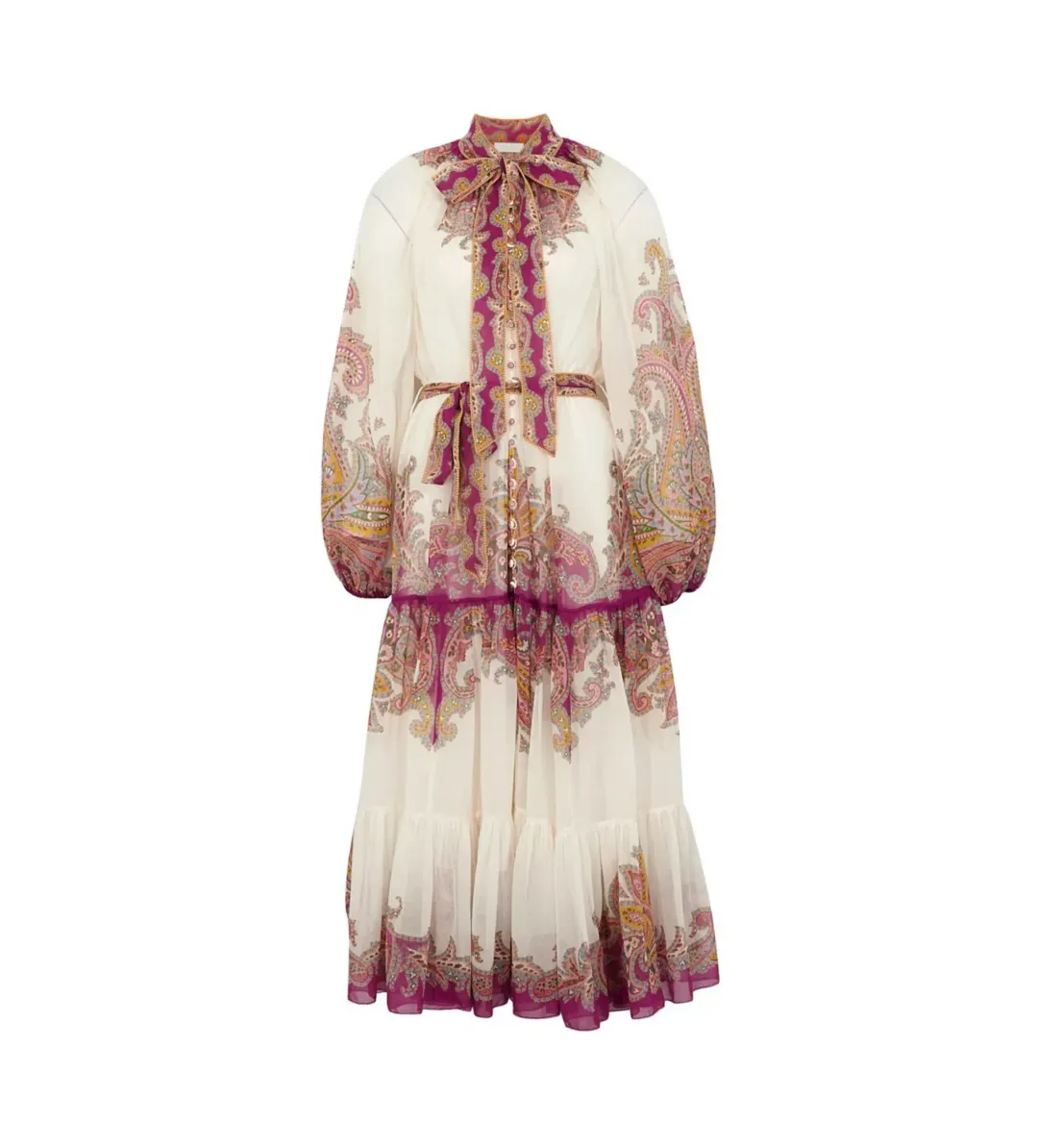Zimmermann Teddy Paisley-print Midi Dress in White Size 0/Au 8  for rent on The Volte - main image