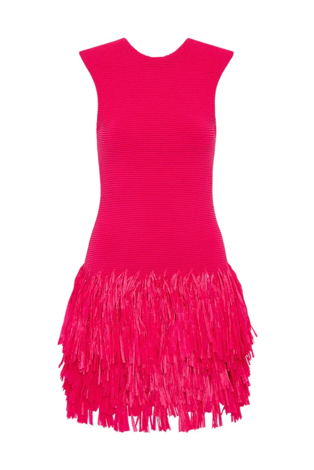 AJE Rushes Raffia Knit Mini Dress Hot Pink Size Large / Size 12  for rent on The Volte - main image