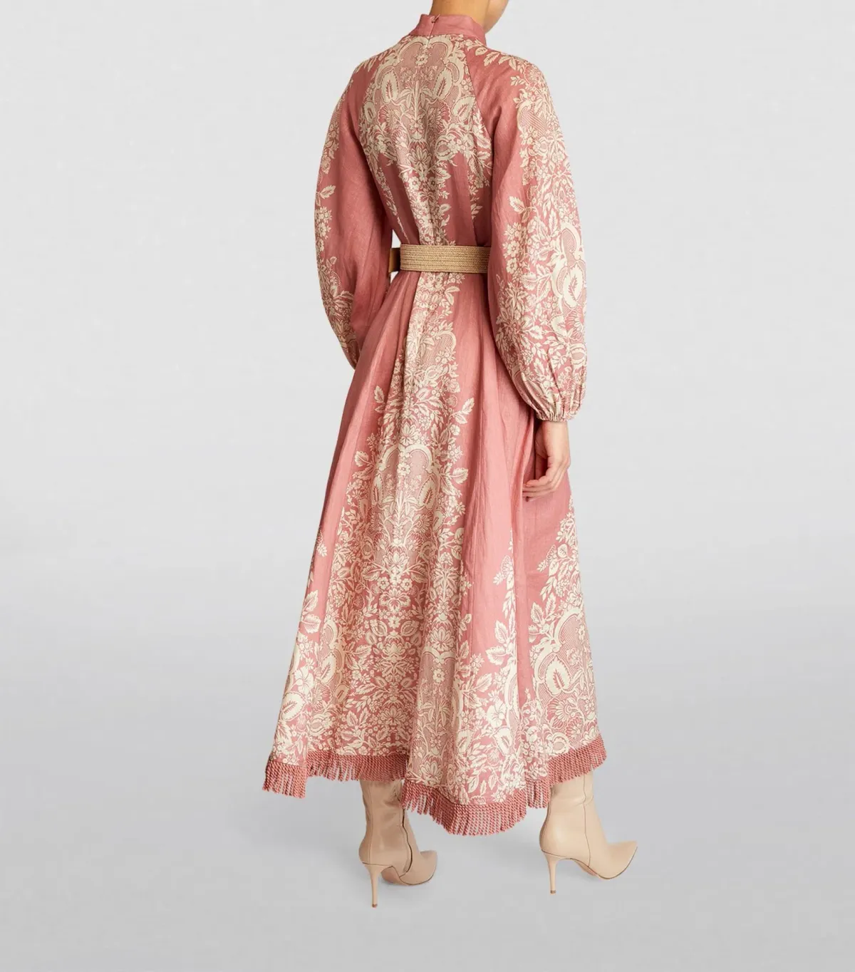 Zimmermann Pattie Fringed Midi Dress Rose Baroque Floral Size 1 / AU 10 - Image 2