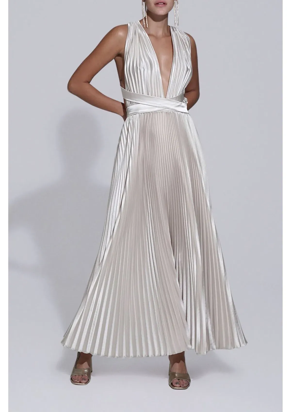 L’Idee Moderniste Midi Gown Champagne Size 10 - Image 1