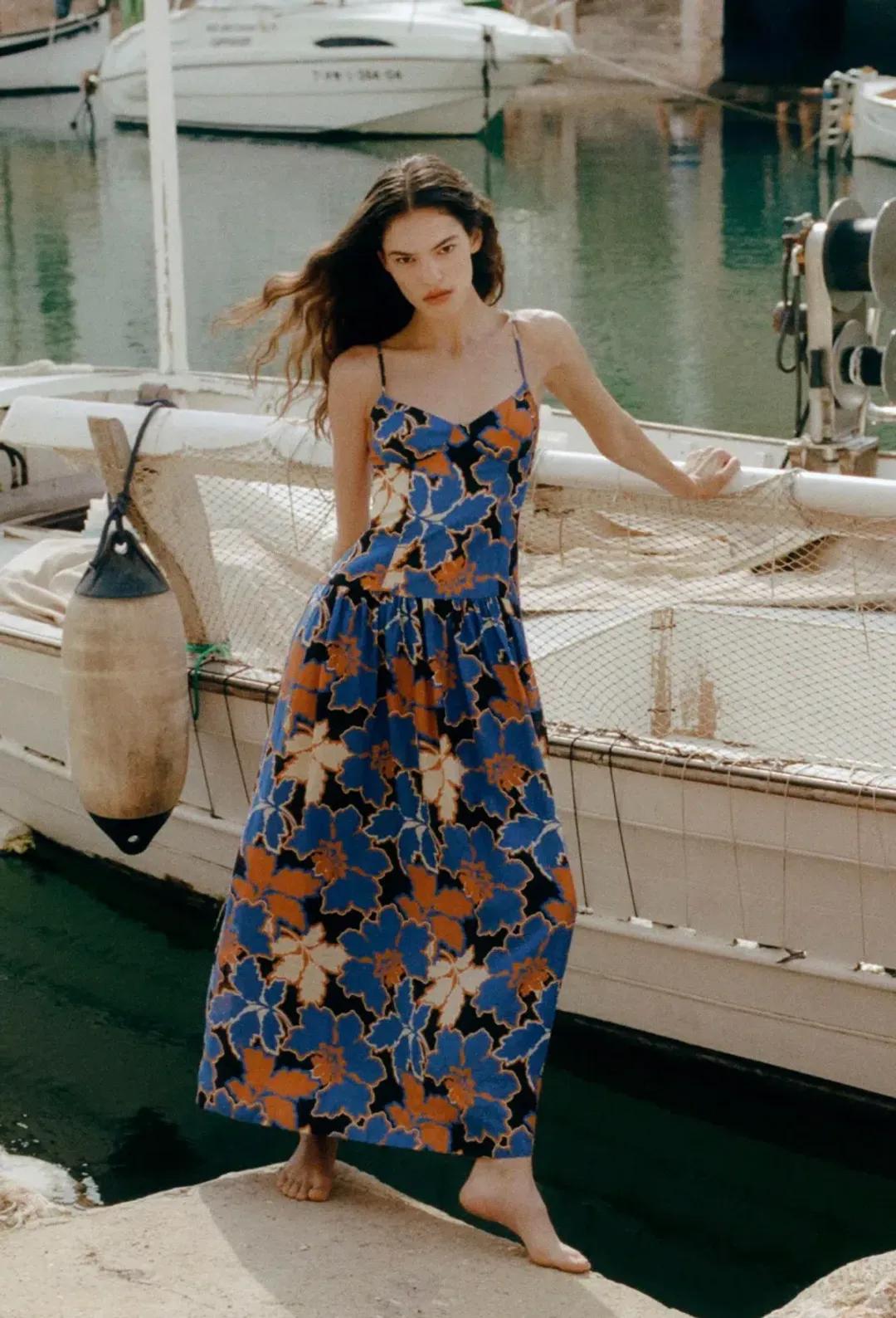 Shona Joy Karla Panelled Bustier Maxi Dress Strong Blue/Multi Size 8 for rent on The Volte - main image