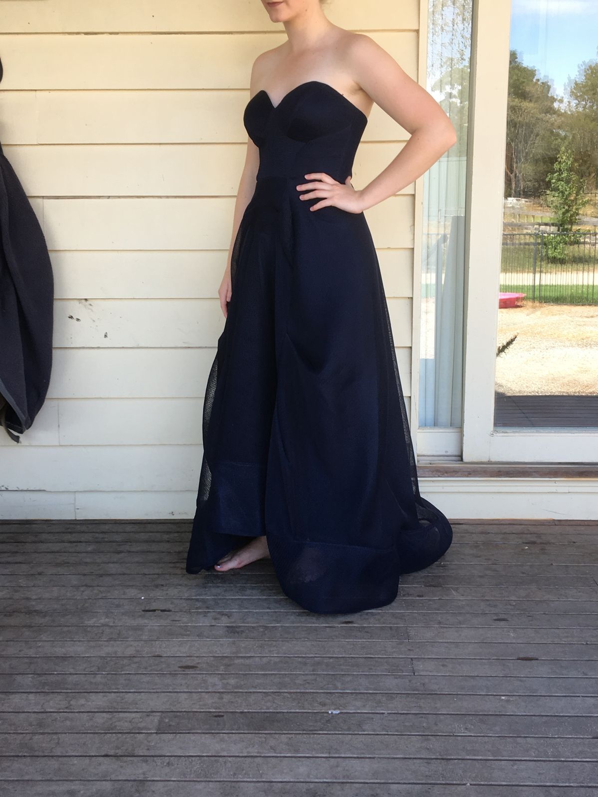 Bariano Strapless Navy Gown Size 8 - Image 2