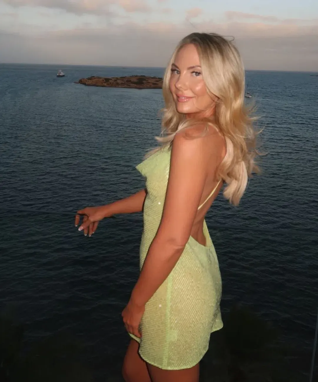 Sommer Swim Ibiza Chartreuse Mini Dress Sequin Size 8 for rent on The Volte - main image