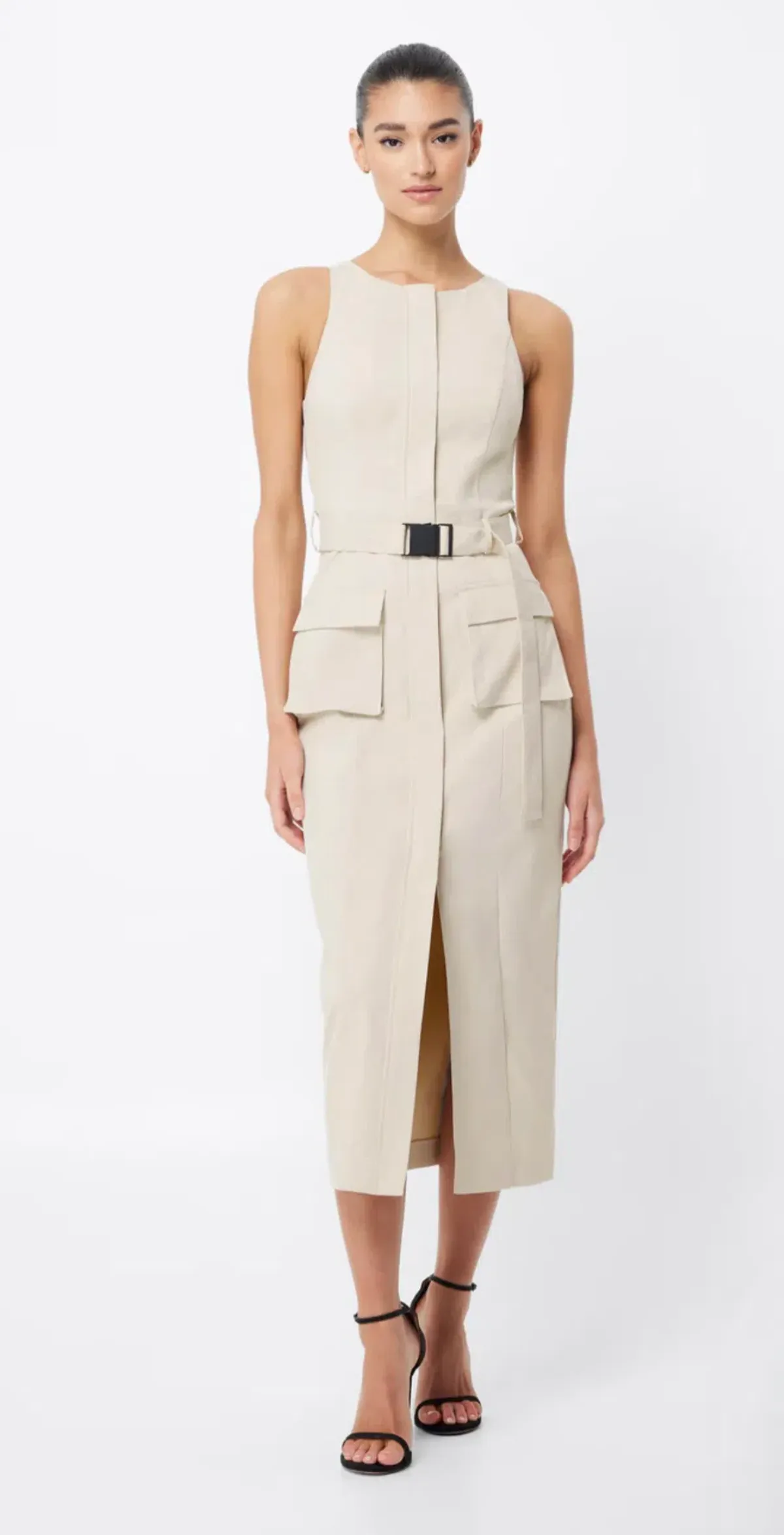 MOSSMAN BEIGE ON HIATUS MIDI SAFARI DRESS - Image 1