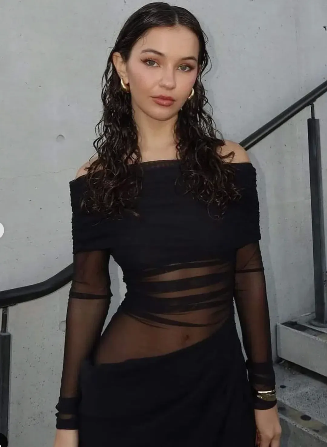 Benni Yasmin Off Shoulder Maxi Dress Black Size 6 for rent on The Volte - main image