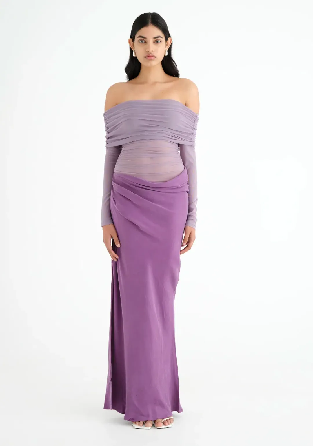 Benni Yasmin Off Shoulder Maxi Dress Vintage Orchid Purple Size 10 for rent on The Volte - main image