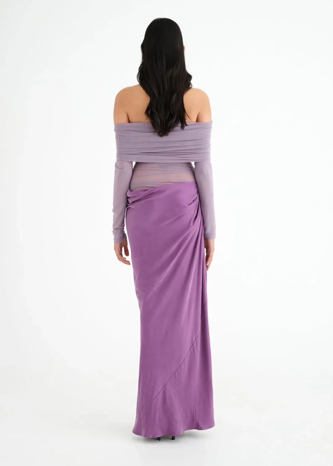 Benni Yasmin Off Shoulder Maxi Dress Vintage Orchid Purple Size 10 for rent on The Volte - main image