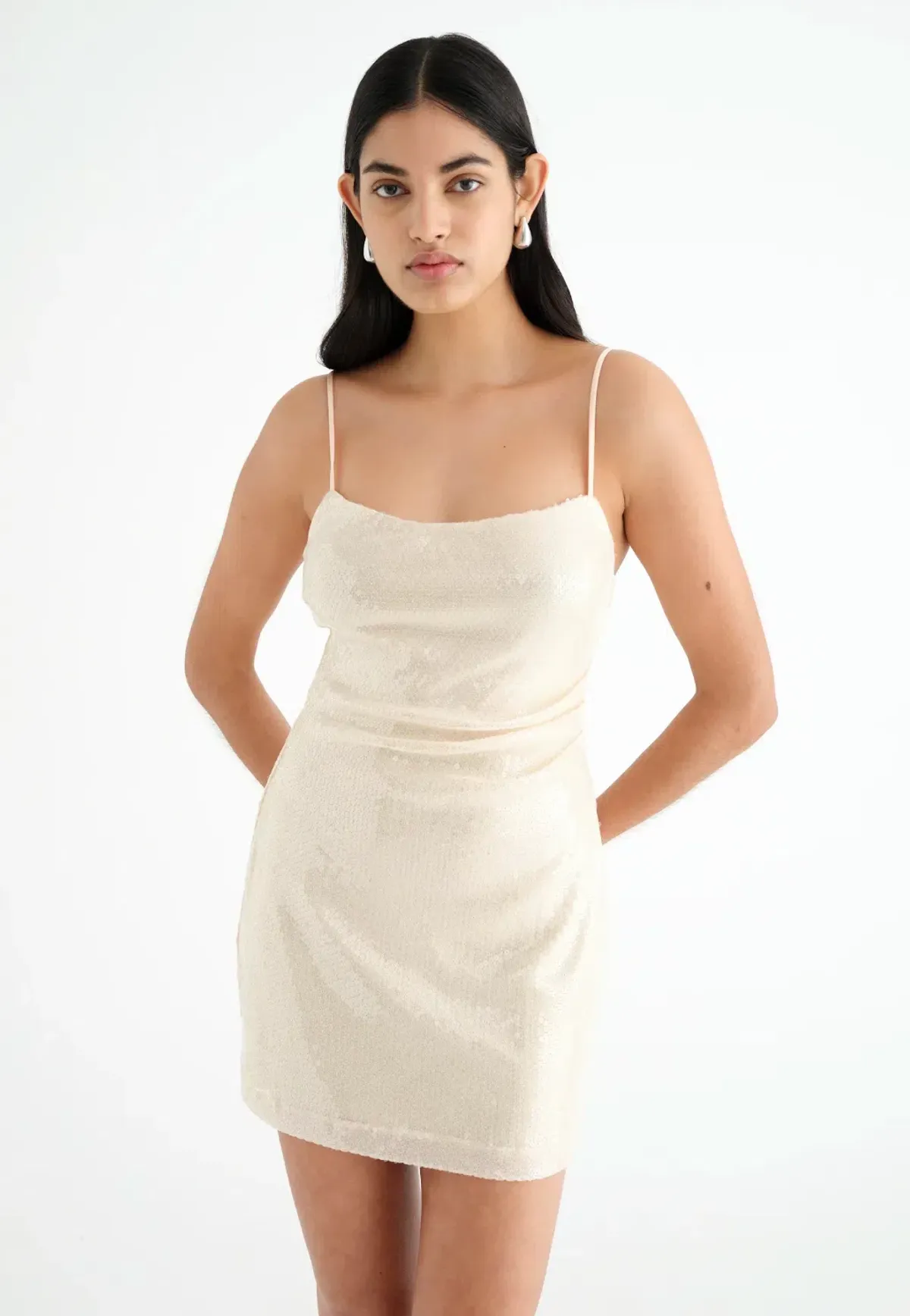 Benni Juliano Sequin Mini Dress Light Toffee Size 10 - Image 4