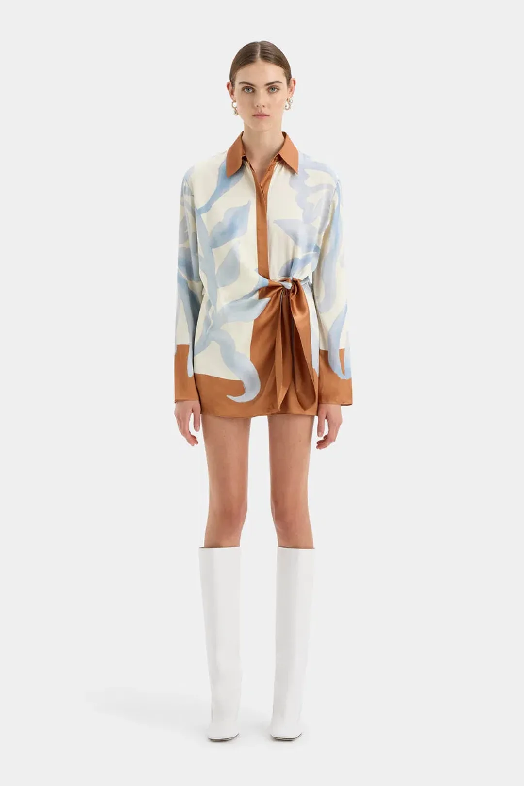 Sir The Label Sorrento Shirt Mini Dress In Sciarpa Print Size 0 / AU 6 for rent on The Volte - main image