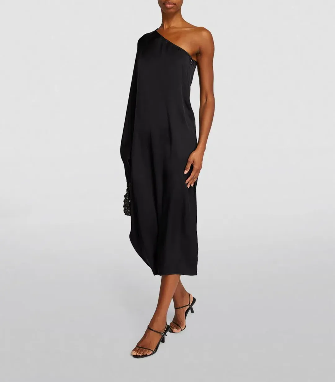Anine Bing Silk Rowan Midi Dress Black Size 12 for rent on The Volte - main image