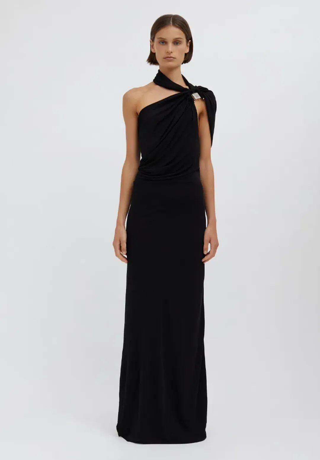 Christopher Esber Bezel Quartz Halter Dress Black Size 10 for rent on The Volte - main image