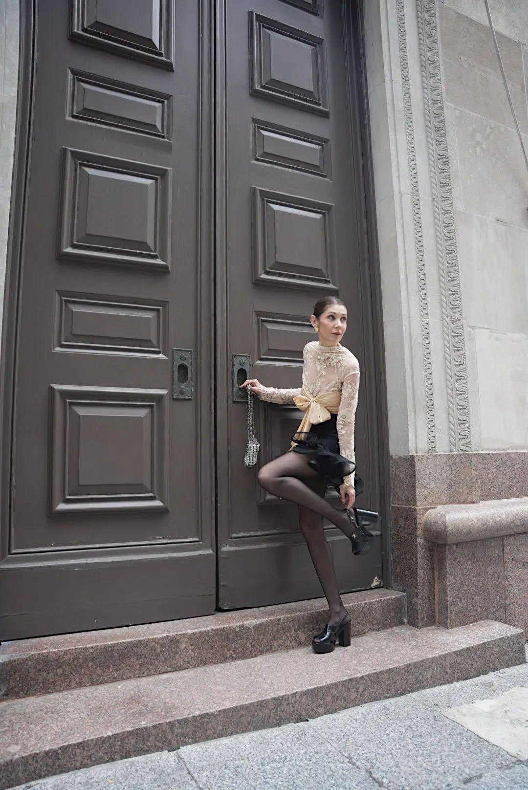 Zimmermann The Illustration Flounce Mini in Tea/Black Size 0P /Au 6  for rent on The Volte - main image