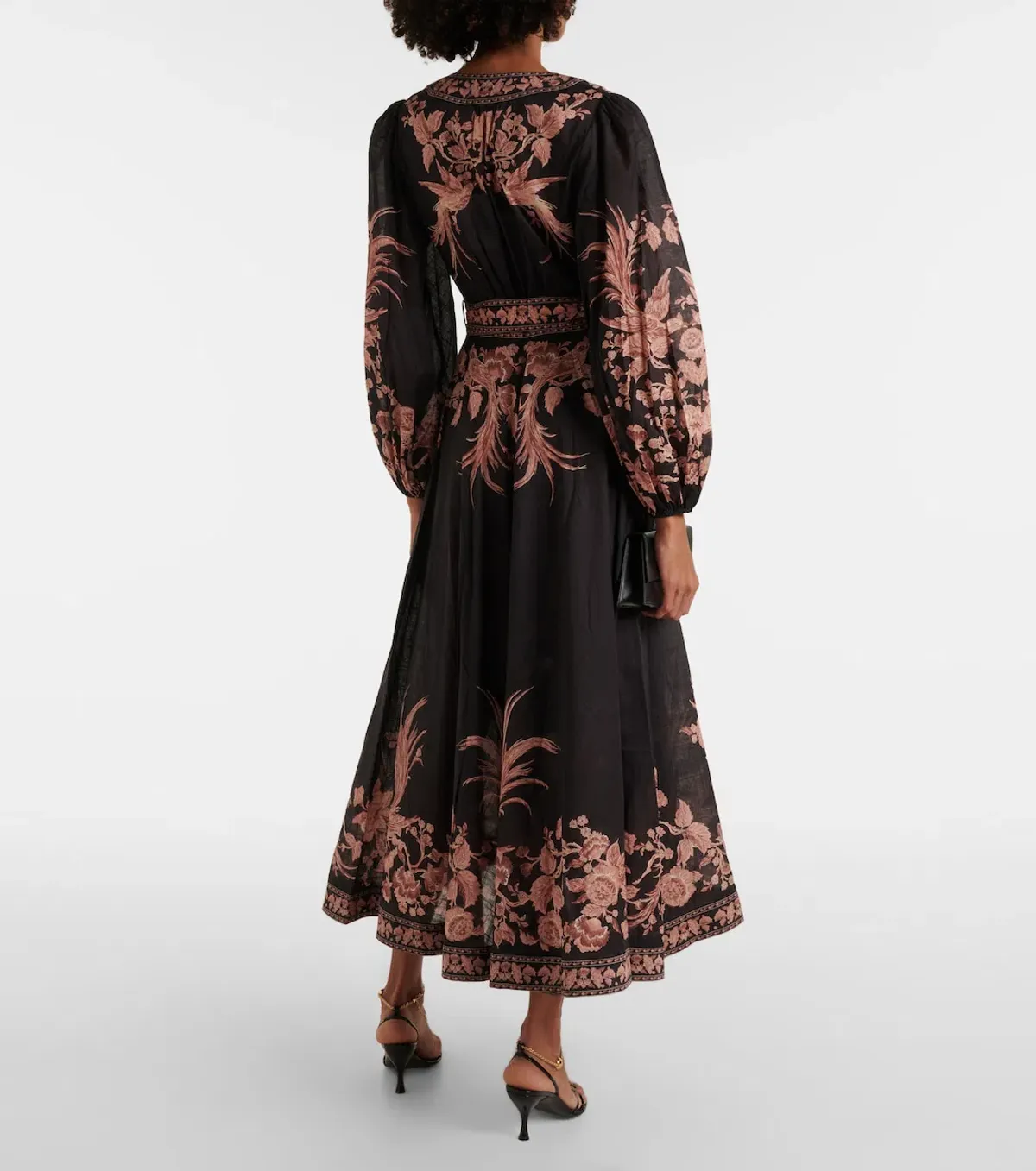 Zimmermann The Waverly Wrap Midi Dress in Black Bird Floral Size 4 /Au 16  - Image 5