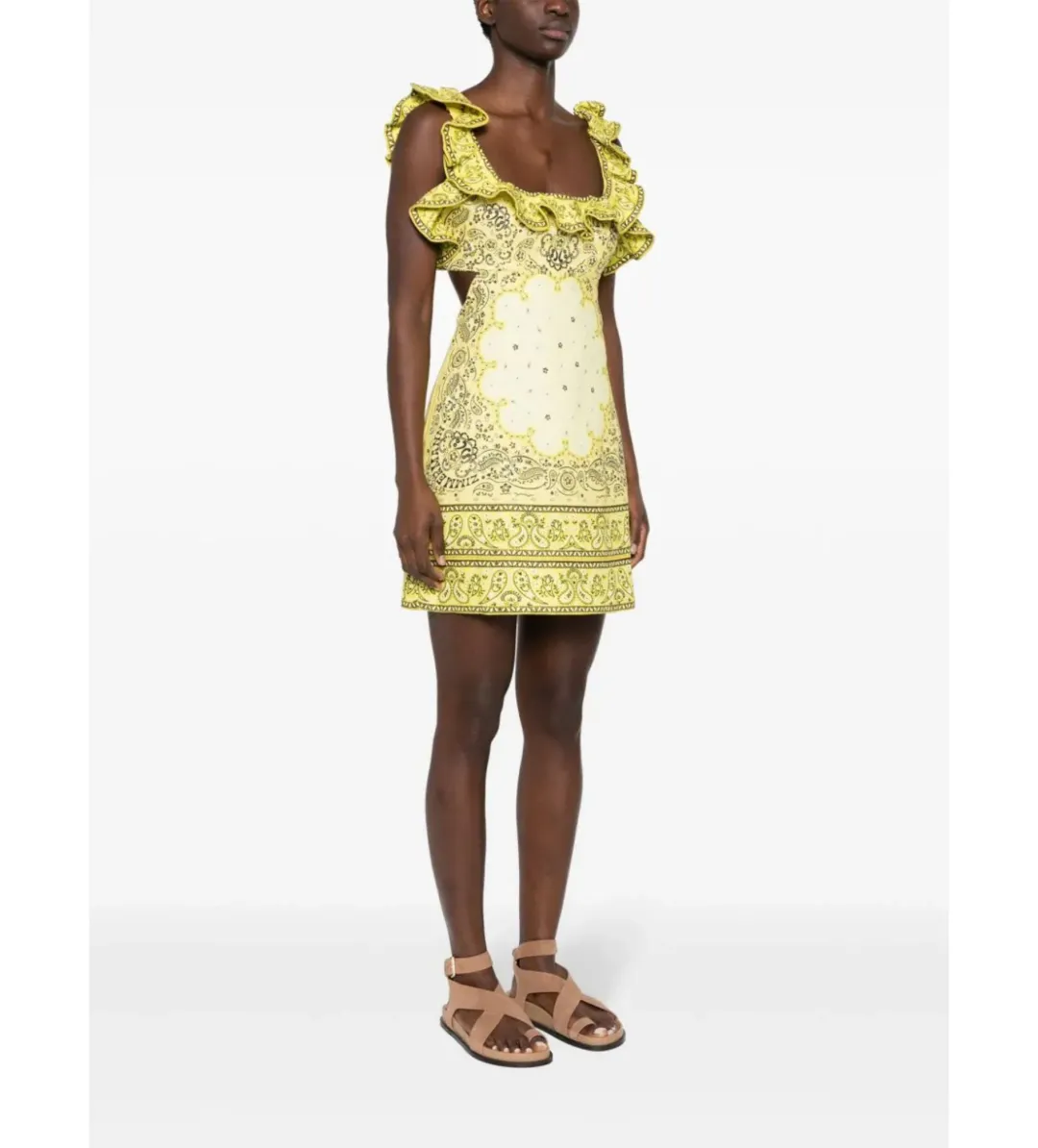 Zimmermann The Matchmaker Frilled Mini in Yellow Bandana Size 0/AU8 for rent on The Volte - main image