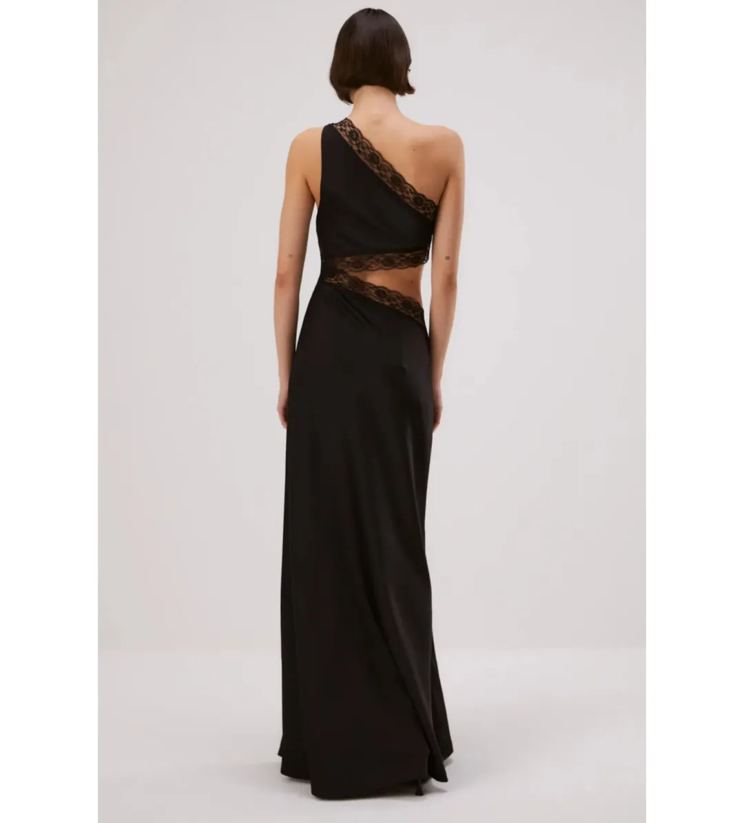 Misha Jillian Satin Maxi Dress Black Size 8  for rent on The Volte - main image