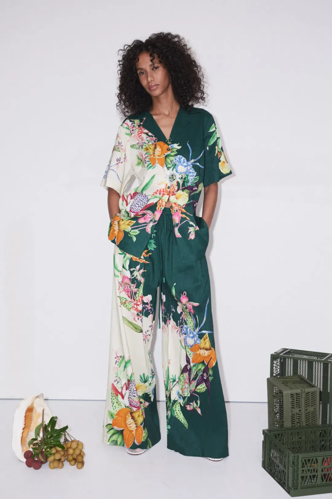 Alemais Aggie Shirt and Pant Set Floral Size 8 for rent on The Volte - main image