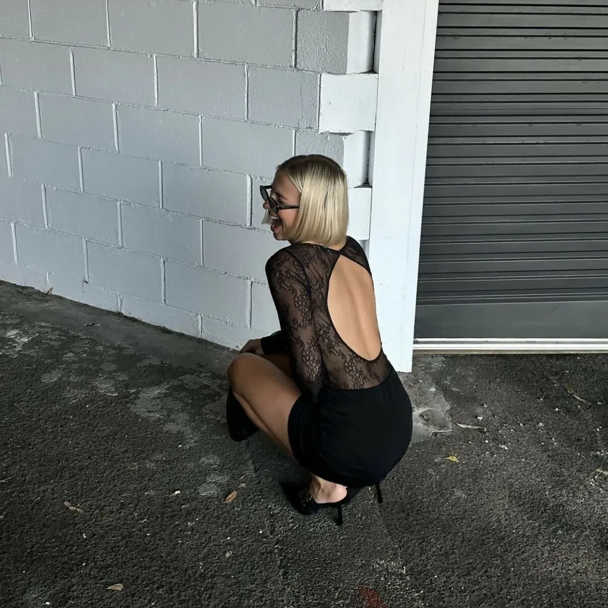 Benni Yana Lace Mini Dress Black Size AU 6 - Image 3