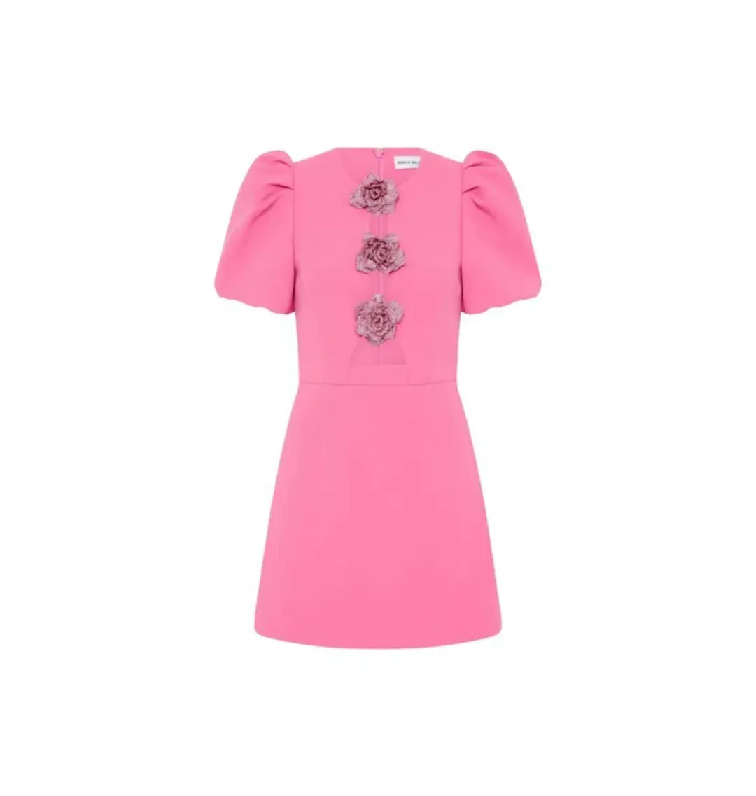 Rebecca Vallance Aubree Flower Mini Dress in Rose Size AU 8 for rent on The Volte - main image