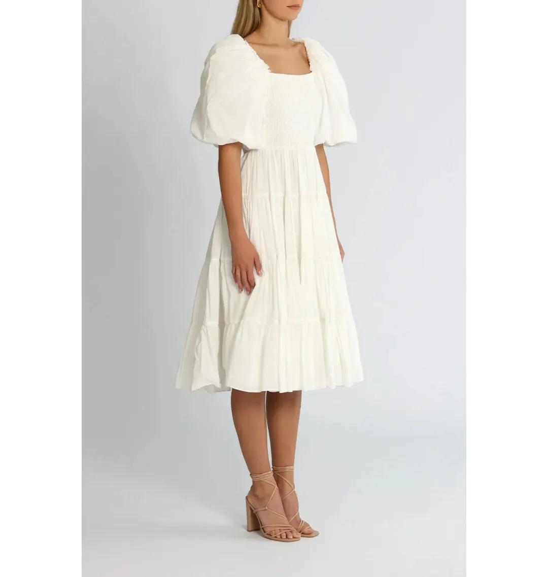 Aje Cherished Midi Dress White Size AU 8 for rent on The Volte - main image