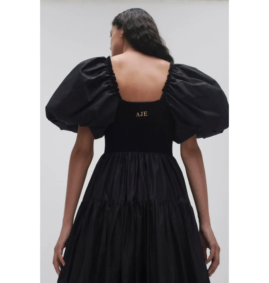 Aje Casa Puff Sleeve Dress in Black Size AU 12 for rent on The Volte - main image
