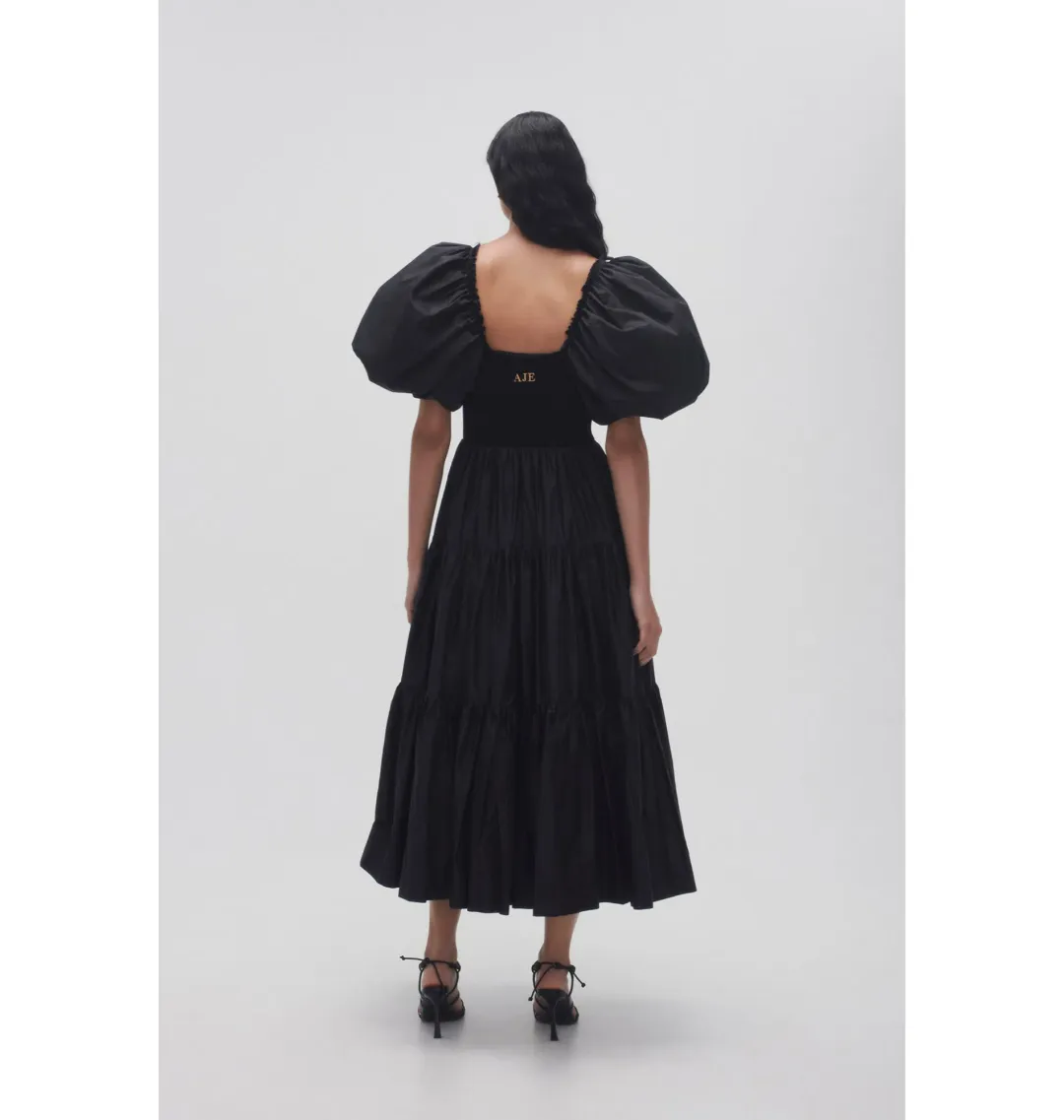Aje Casa Puff Sleeve Dress in Black Size AU 12 for rent on The Volte - main image